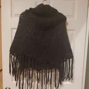 Black gray sweater shawl never worn one size /#178